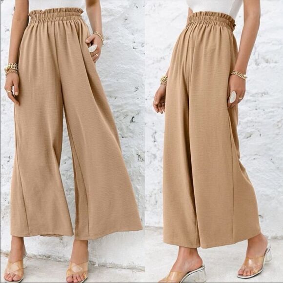 Boho Wide Leg High Waist Flowy Pants - Picture 6 of 13